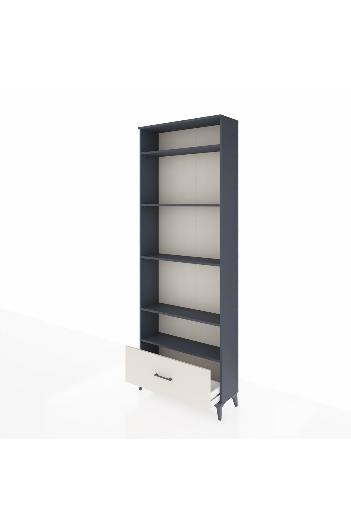 Arges Dolap 5 Raflı Tek Çekmeceli 88x30x243 Antrasit-Aytaşı