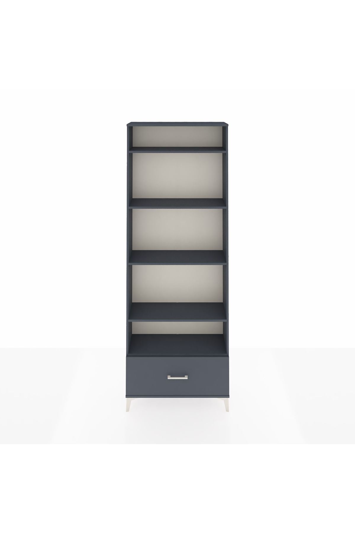 Arges Dolap 5 Raflı Tek Çekmeceli 88x30x243 Antrasit-Antrasit