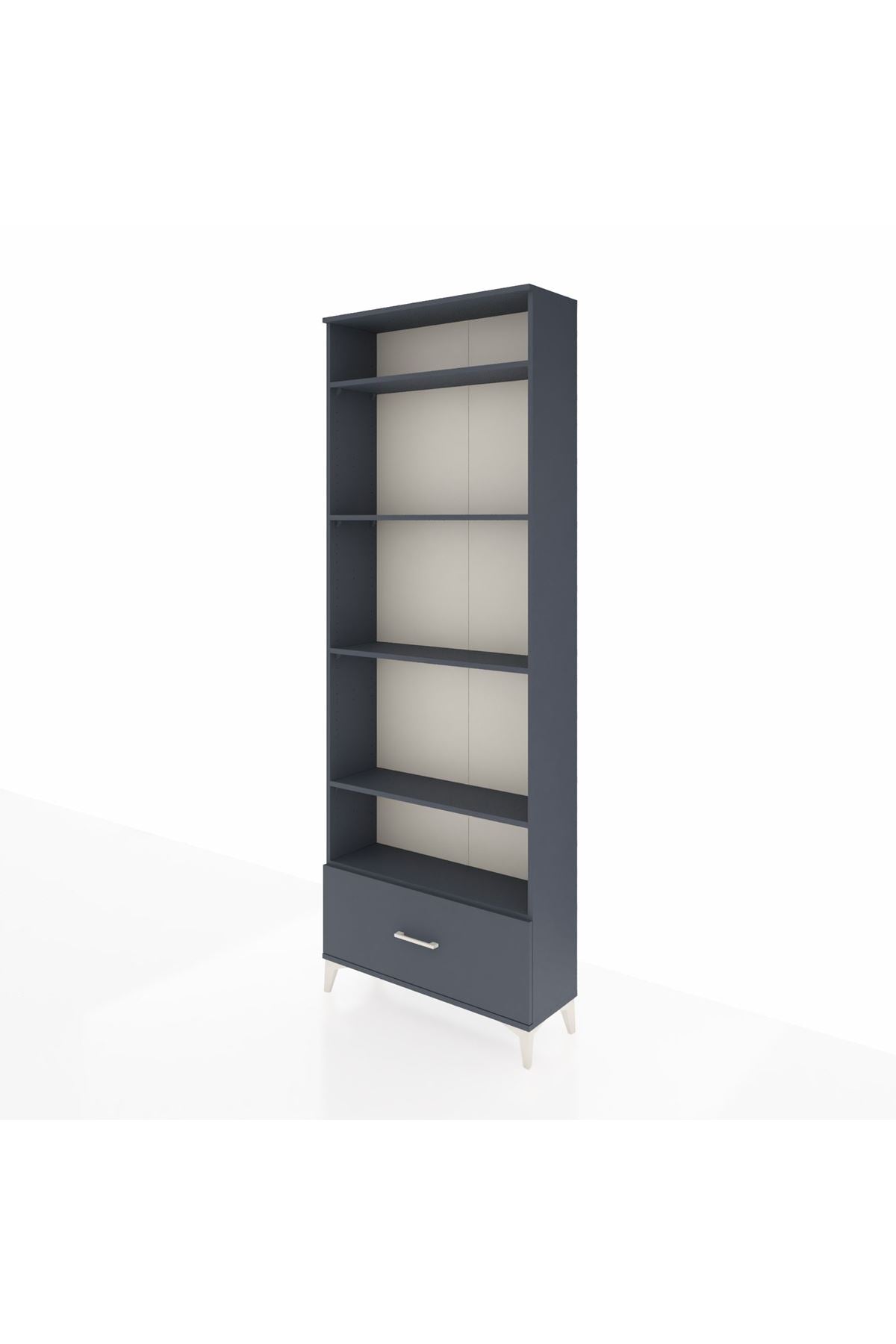 Arges Dolap 5 Raflı Tek Çekmeceli 88x30x243 Antrasit-Antrasit