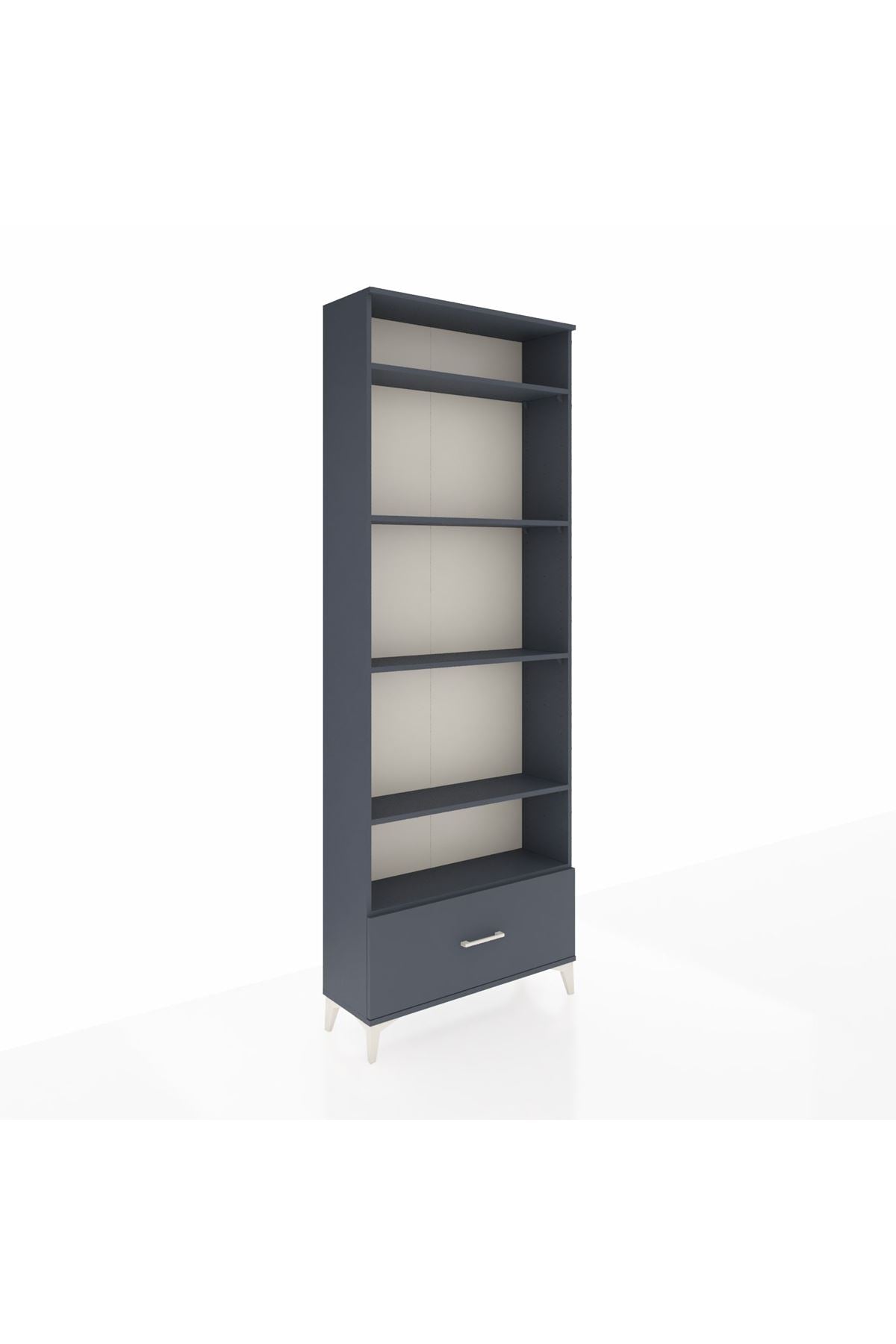 Arges Dolap 5 Raflı Tek Çekmeceli 88x30x243 Antrasit-Antrasit