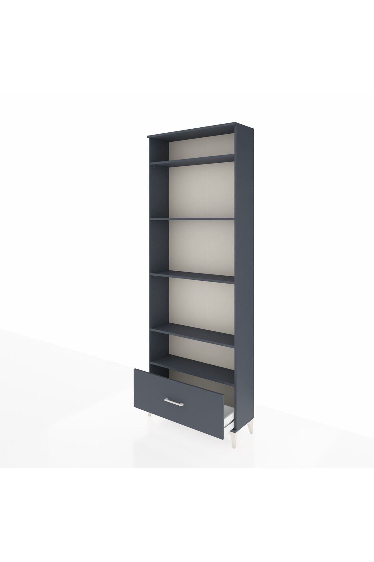 Arges Dolap 5 Raflı Tek Çekmeceli 88x30x243 Antrasit-Antrasit