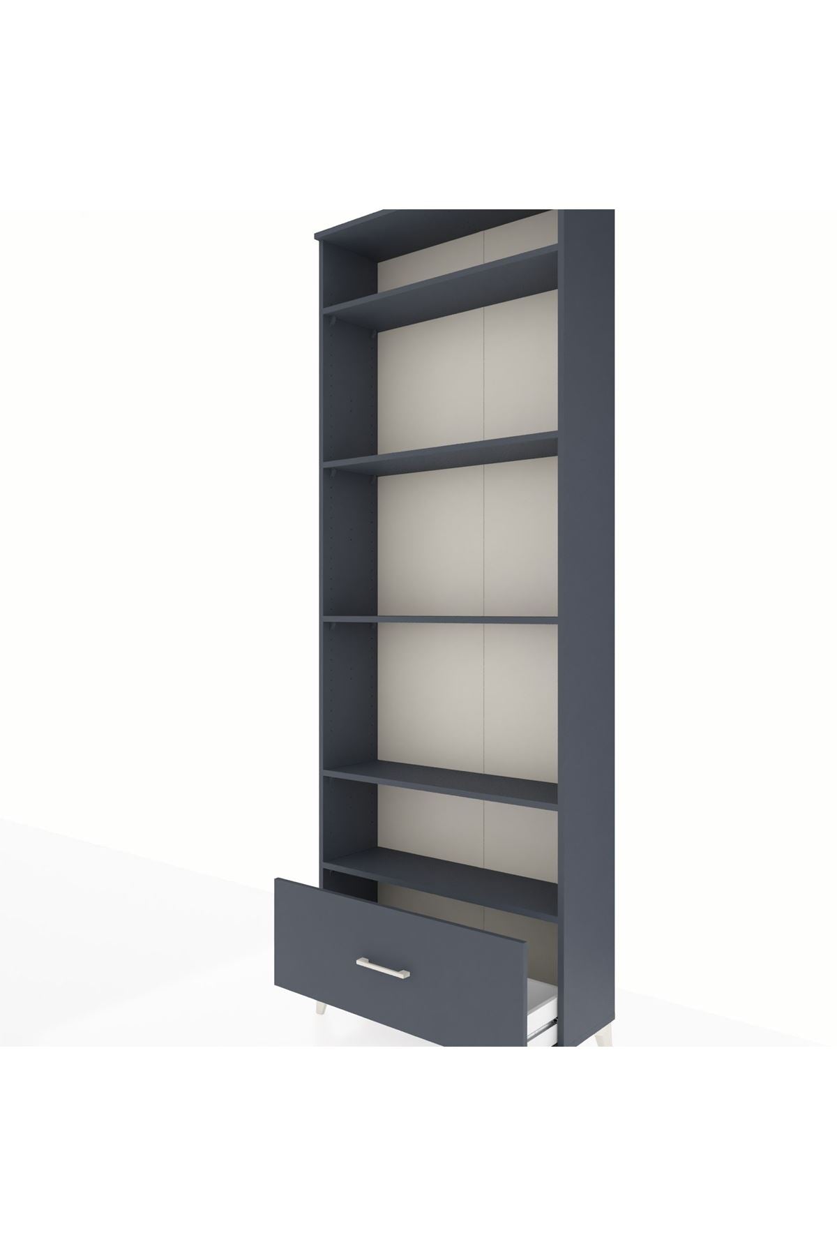 Arges Dolap 5 Raflı Tek Çekmeceli 88x30x243 Antrasit-Antrasit