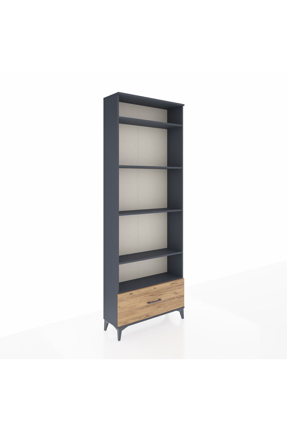 Arges Dolap 5 Raflı Tek Çekmeceli 88x30x243 Antrasit-Çam