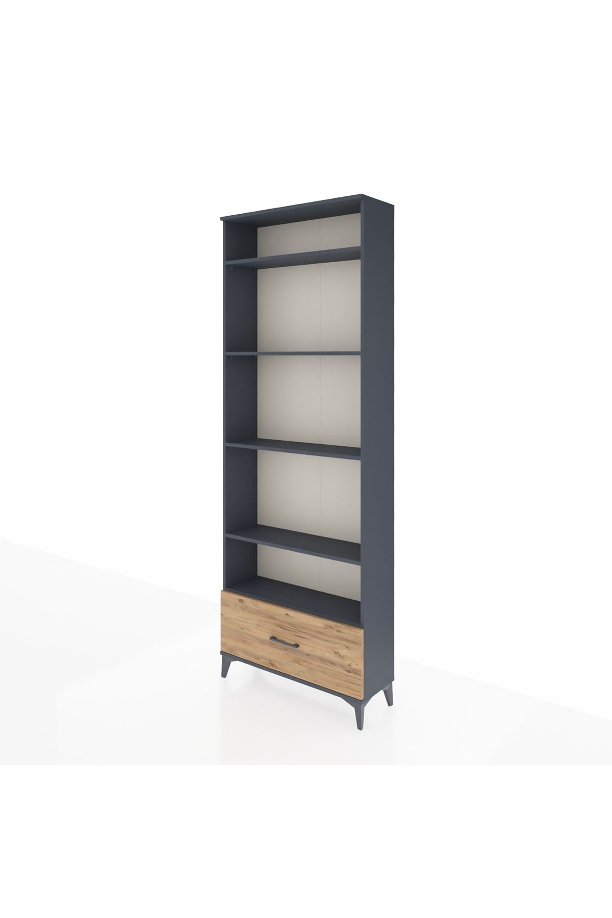 Arges Dolap 5 Raflı Tek Çekmeceli 88x30x243 Antrasit-Çam