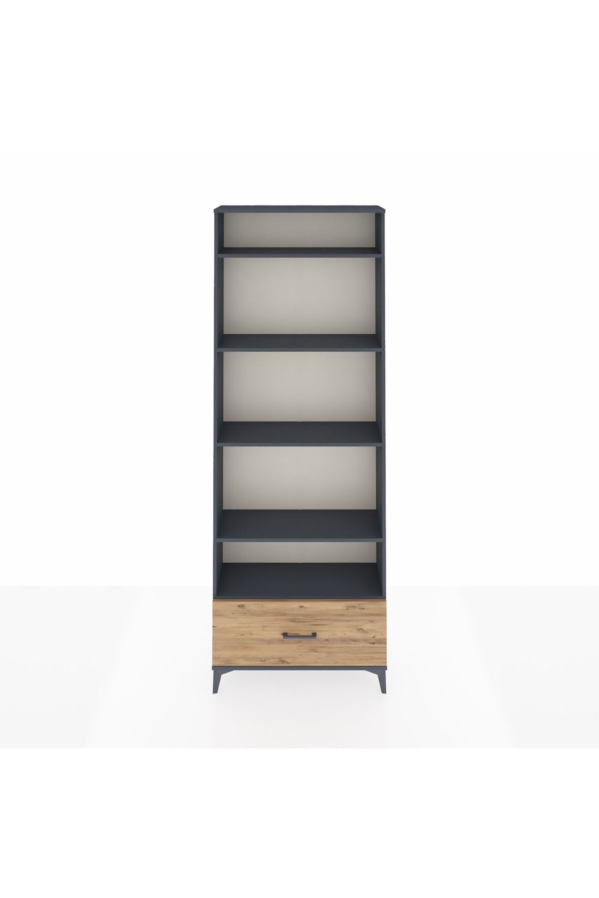 Arges Dolap 5 Raflı Tek Çekmeceli 88x30x243 Antrasit-Çam