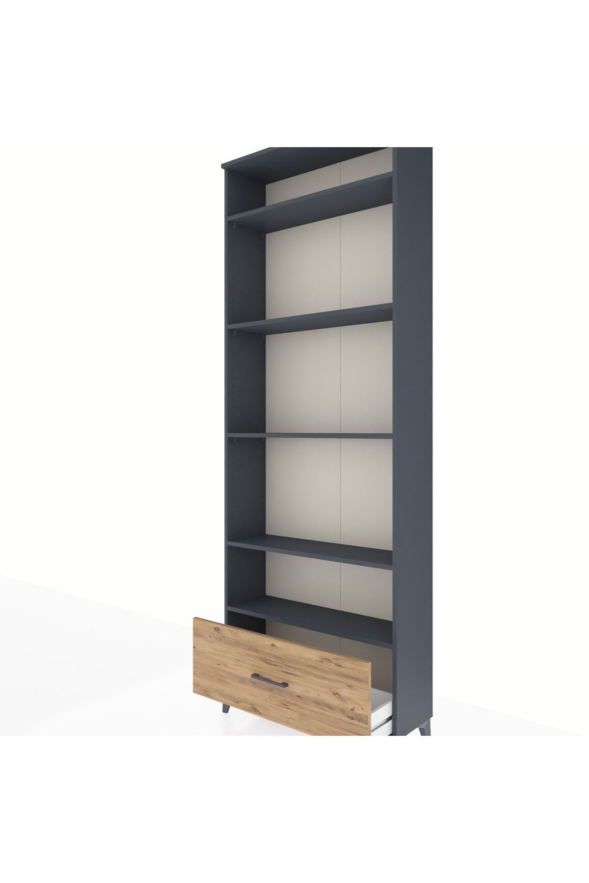 Arges Dolap 5 Raflı Tek Çekmeceli 88x30x243 Antrasit-Çam