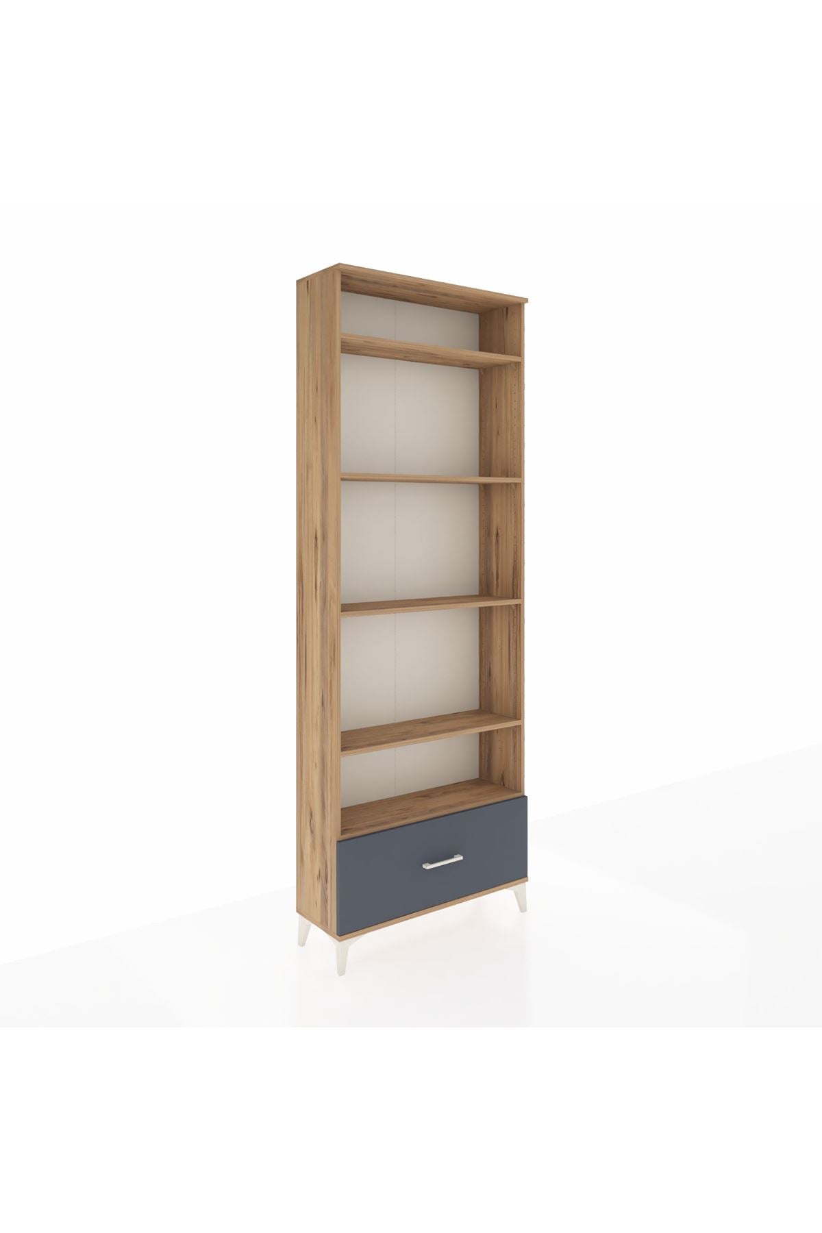 Arges Dolap 5 Raflı Tek Çekmeceli 88x30x243 Çam-Antrasit