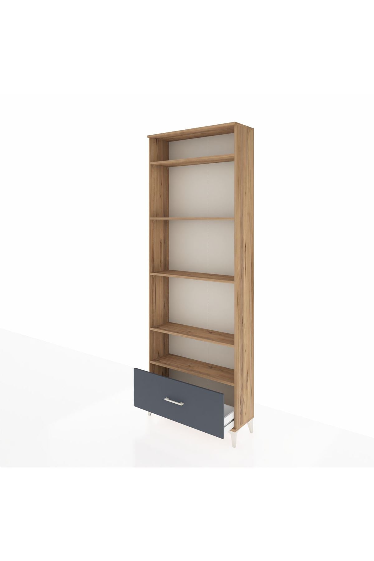 Arges Dolap 5 Raflı Tek Çekmeceli 88x30x243 Çam-Antrasit