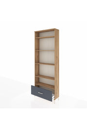 Arges Dolap 5 Raflı Tek Çekmeceli 88x30x243 Çam-Antrasit