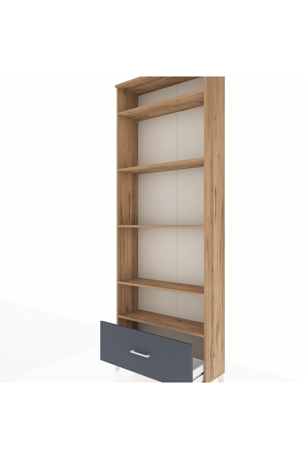 Arges Dolap 5 Raflı Tek Çekmeceli 88x30x243 Çam-Antrasit