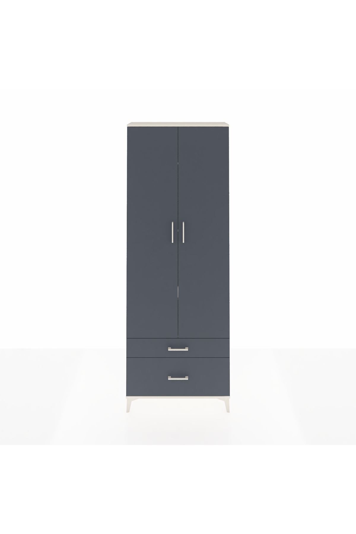 Arges Dolap 4 Raflı 2 Çekmeceli 2 Kapaklı 88x30x243 Aytaşı-Antrasit