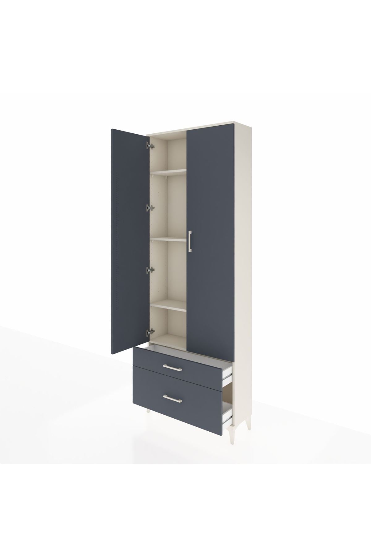 Arges Dolap 4 Raflı 2 Çekmeceli 2 Kapaklı 88x30x243 Aytaşı-Antrasit