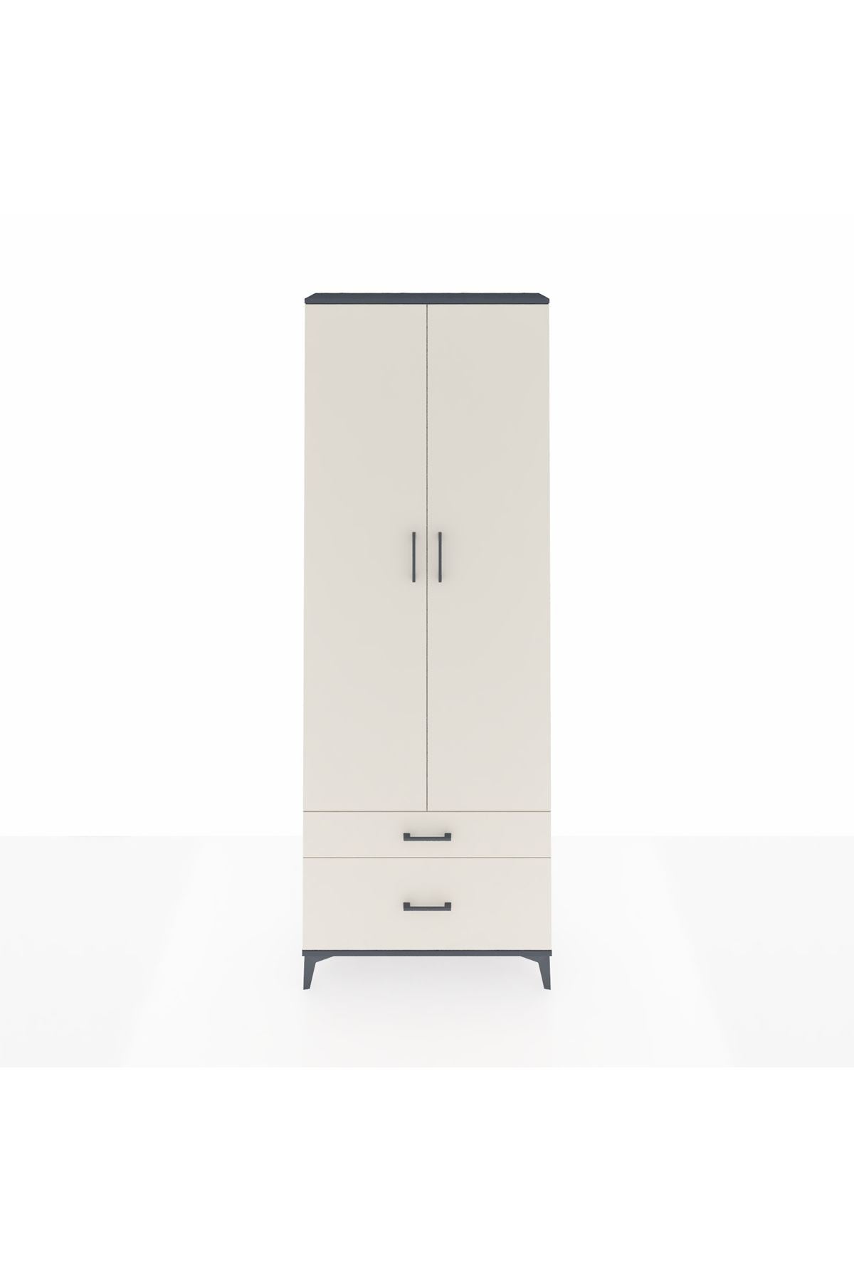 Arges Dolap 4 Raflı 2 Çekmeceli 2 Kapaklı 88x30x243 Antrasit-Aytaşı