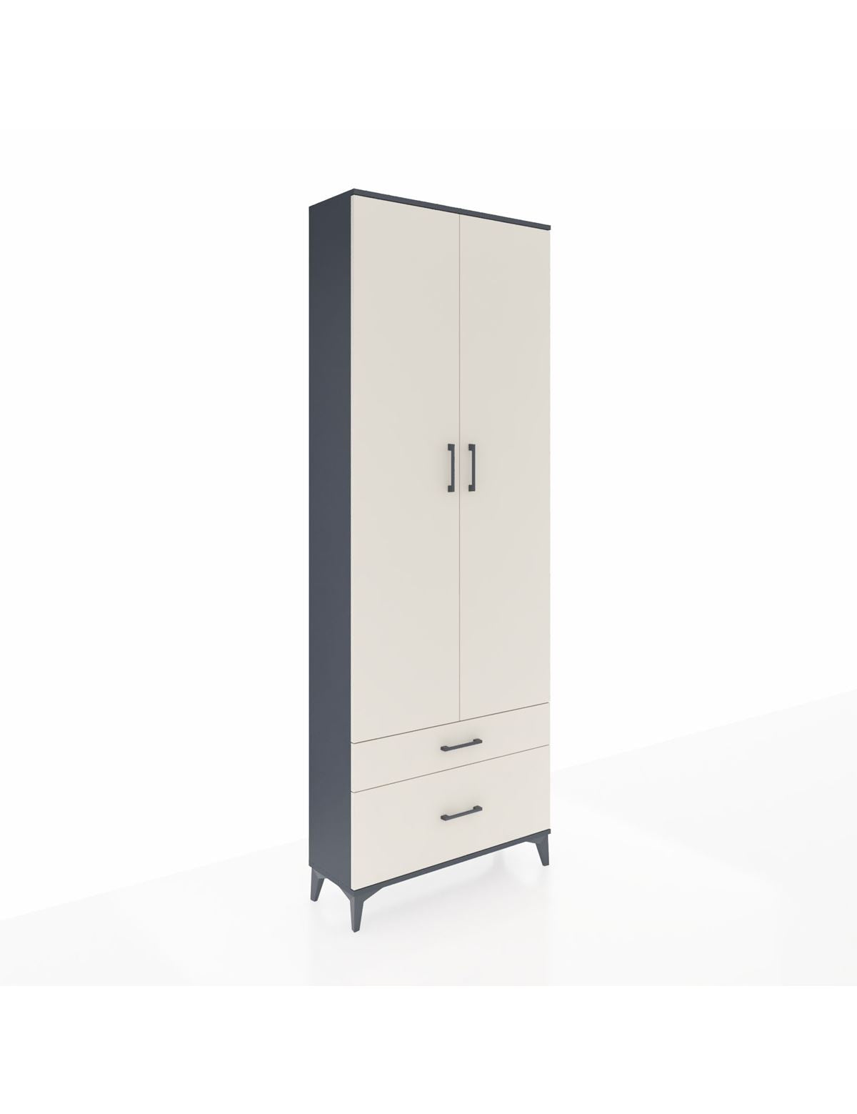 Arges Dolap 4 Raflı 2 Çekmeceli 2 Kapaklı 88x30x243 Antrasit-Aytaşı