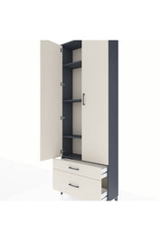 Arges Dolap 4 Raflı 2 Çekmeceli 2 Kapaklı 88x30x243 Antrasit-Aytaşı