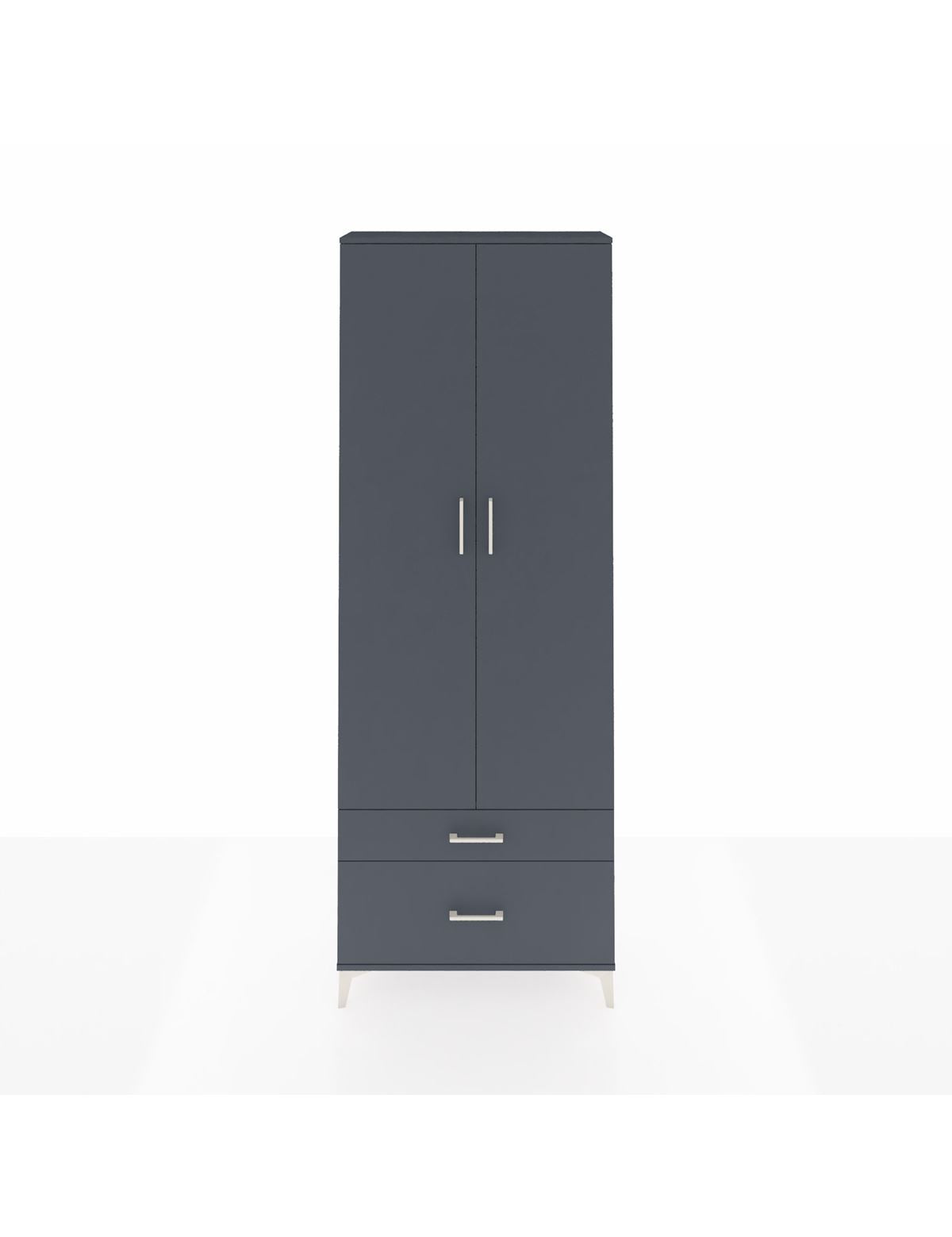 Arges Dolap 4 Raflı 2 Çekmeceli 2 Kapaklı 88x30x243 Antrasit-Antrasit