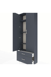 Arges Dolap 4 Raflı 2 Çekmeceli 2 Kapaklı 88x30x243 Antrasit-Antrasit