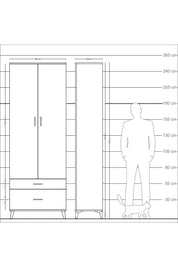 Arges Dolap 4 Raflı 2 Çekmeceli 2 Kapaklı 88x30x243 Çam-Aytaşı