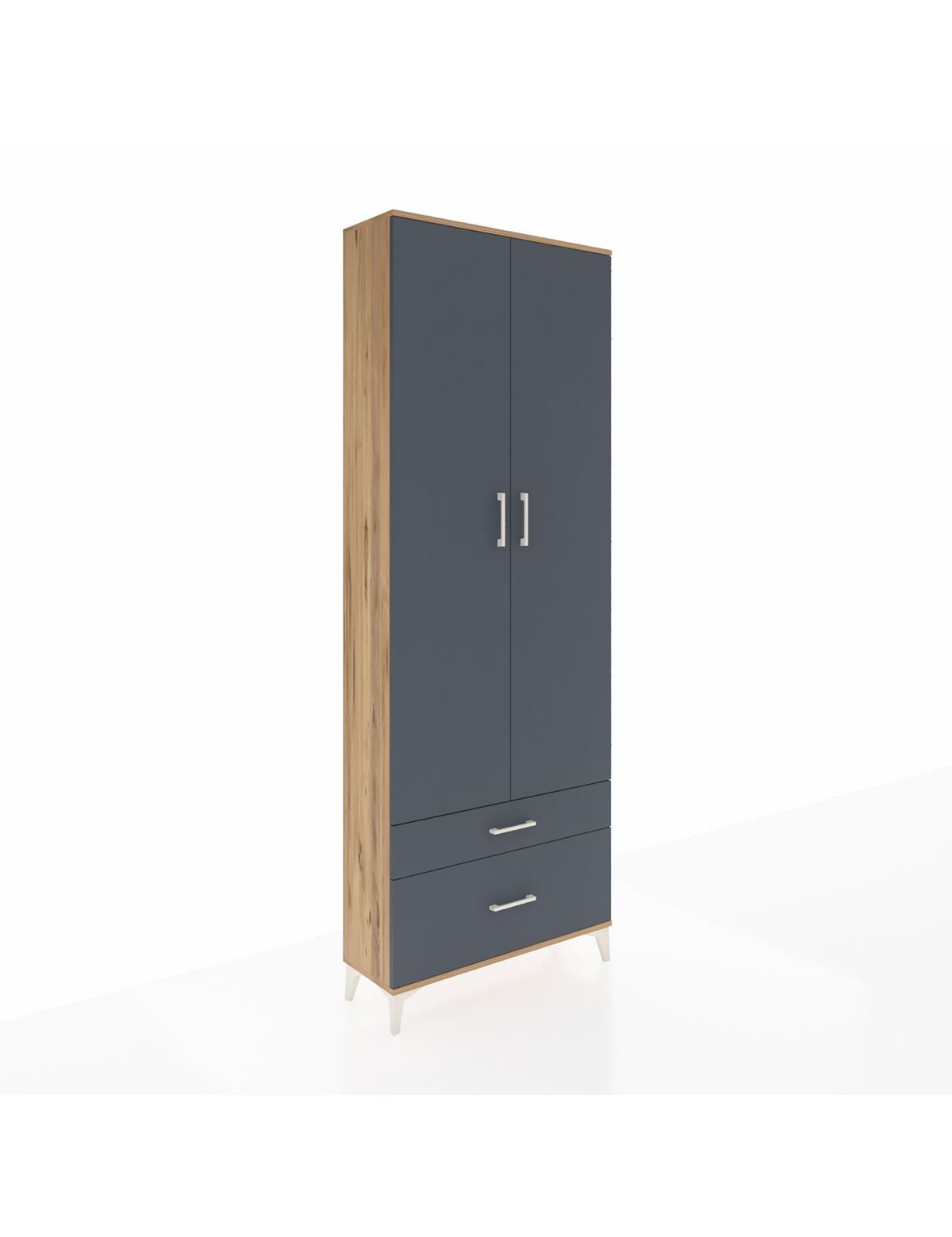 Arges Dolap 4 Raflı 2 Çekmeceli 2 Kapaklı 88x30x243 Çam-Antrasit