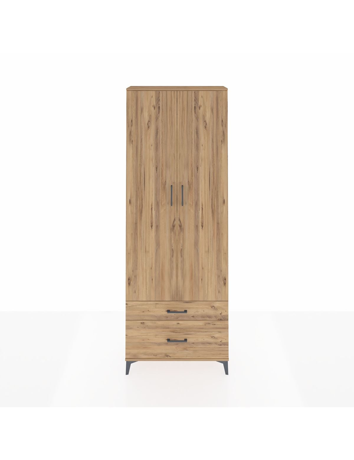 Arges Dolap 4 Raflı 2 Çekmeceli 2 Kapaklı 88x30x243 Çam-Çam