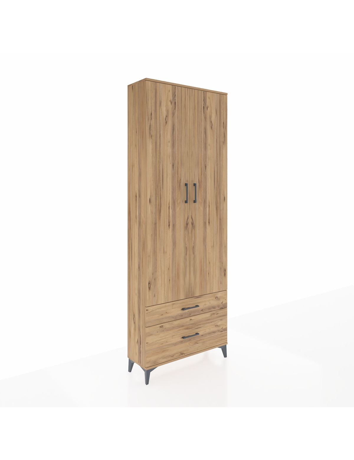 Arges Dolap 4 Raflı 2 Çekmeceli 2 Kapaklı 88x30x243 Çam-Çam