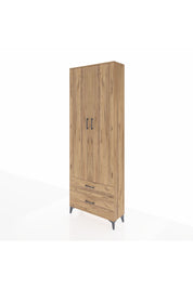 Arges Dolap 4 Raflı 2 Çekmeceli 2 Kapaklı 88x30x243 Çam-Çam