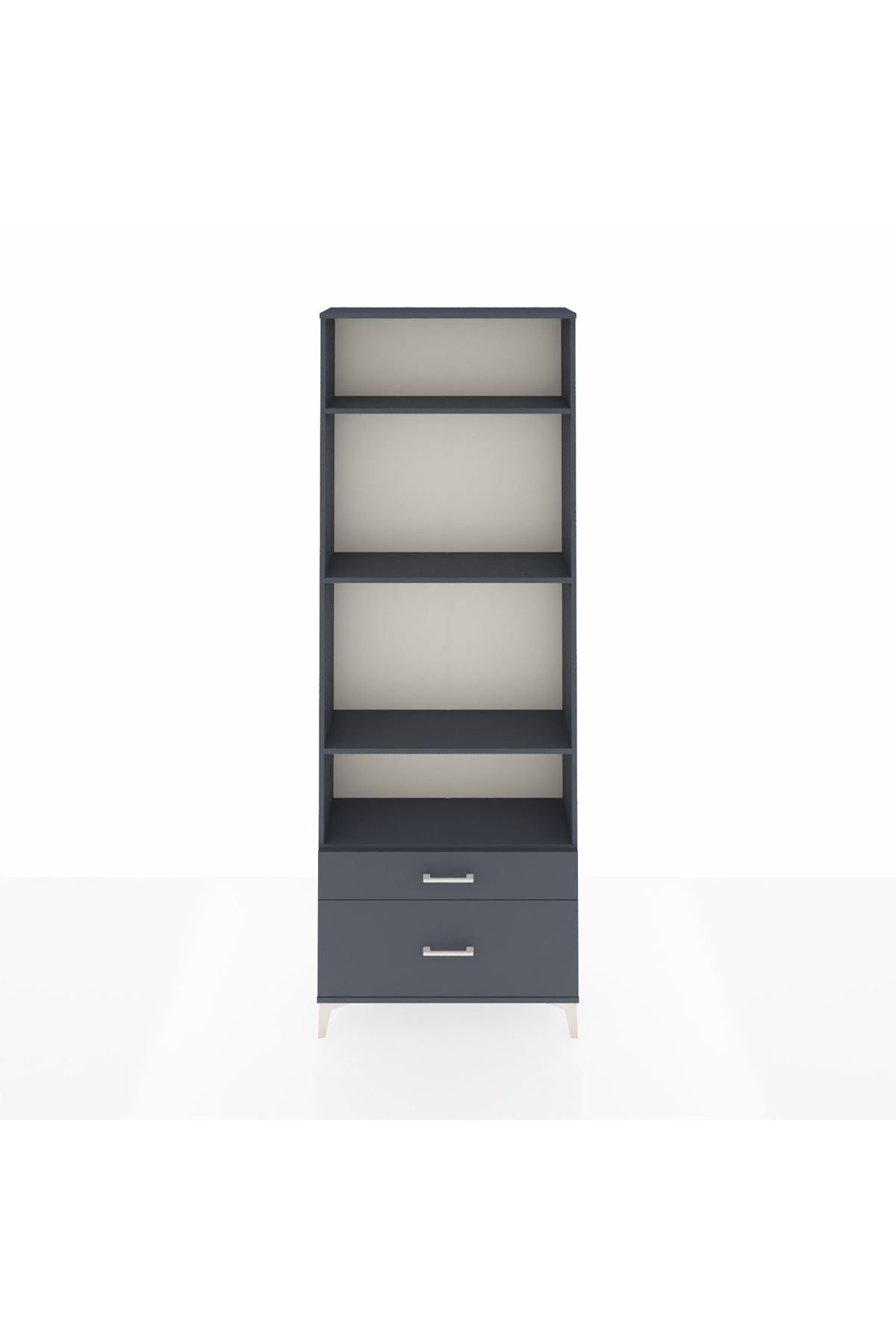 Arges Dolap 4 Raflı 2 Çekmeceli 88x30x243 Antrasit-Antrasit