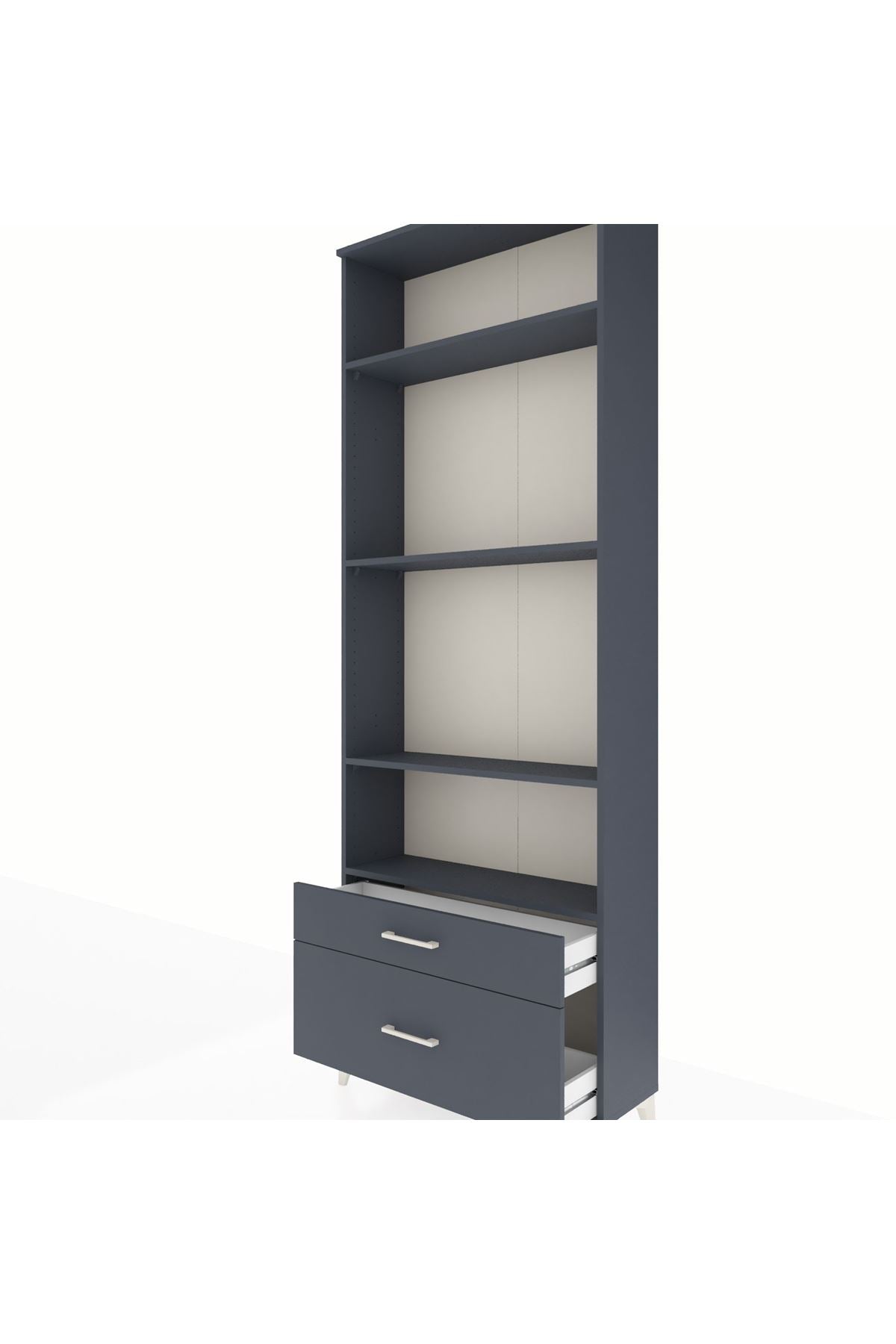 Arges Dolap 4 Raflı 2 Çekmeceli 88x30x243 Antrasit-Antrasit