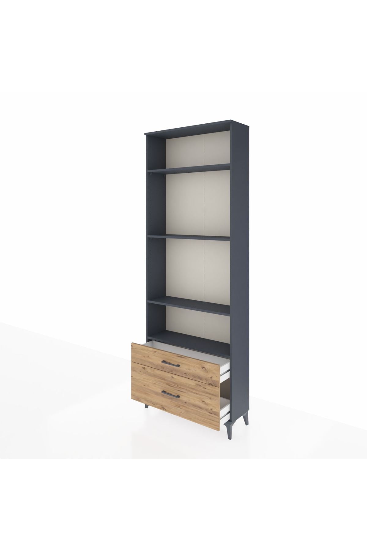 Arges Dolap 4 Raflı 2 Çekmeceli 88x30x243 Antrasit-Çam