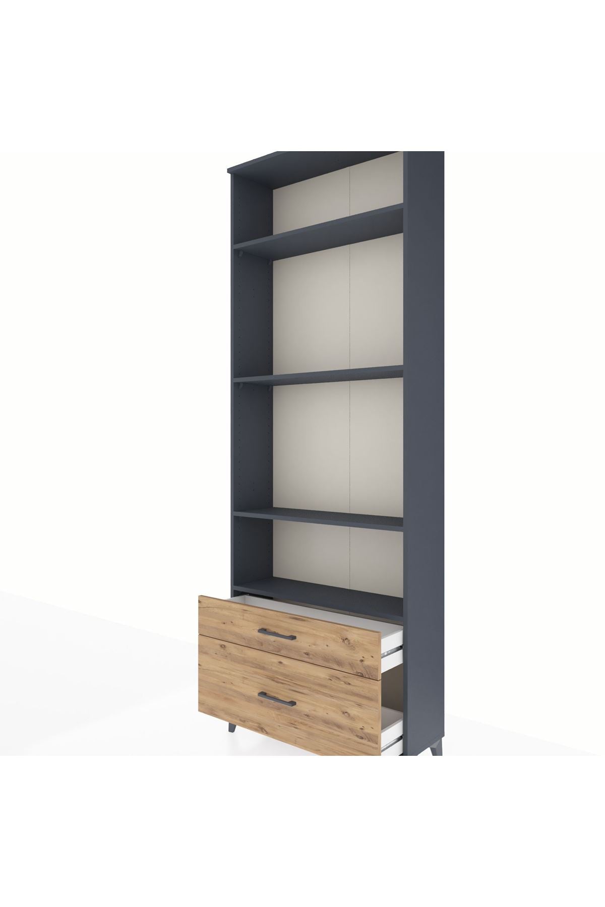 Arges Dolap 4 Raflı 2 Çekmeceli 88x30x243 Antrasit-Çam