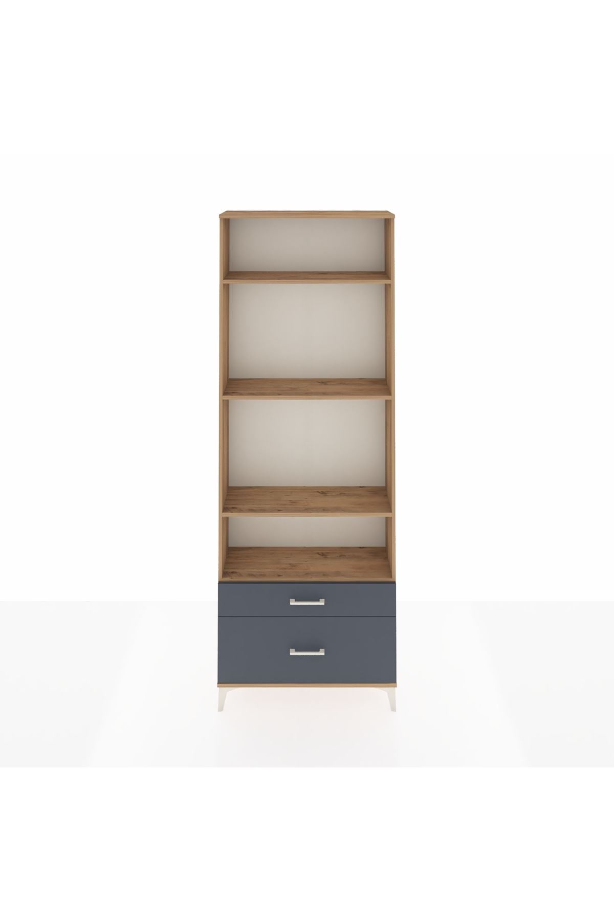 Arges Dolap 4 Raflı 2 Çekmeceli 88x30x243 Çam-Antrasit