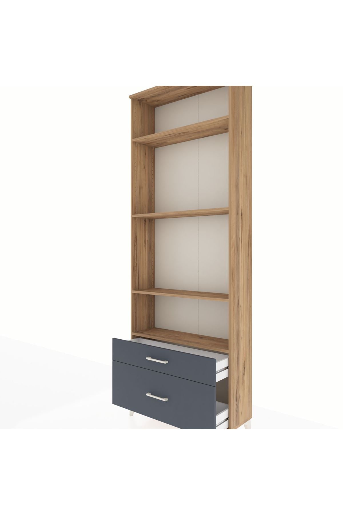 Arges Dolap 4 Raflı 2 Çekmeceli 88x30x243 Çam-Antrasit