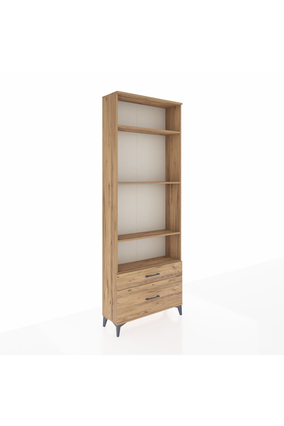 Arges Dolap 4 Raflı 2 Çekmeceli 88x30x243 Çam-Çam