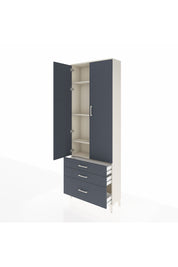 Arges Dolap 4 Raflı 3 Çekmeceli 2 Kapaklı 88x30x243 Aytaşı-Antrasit