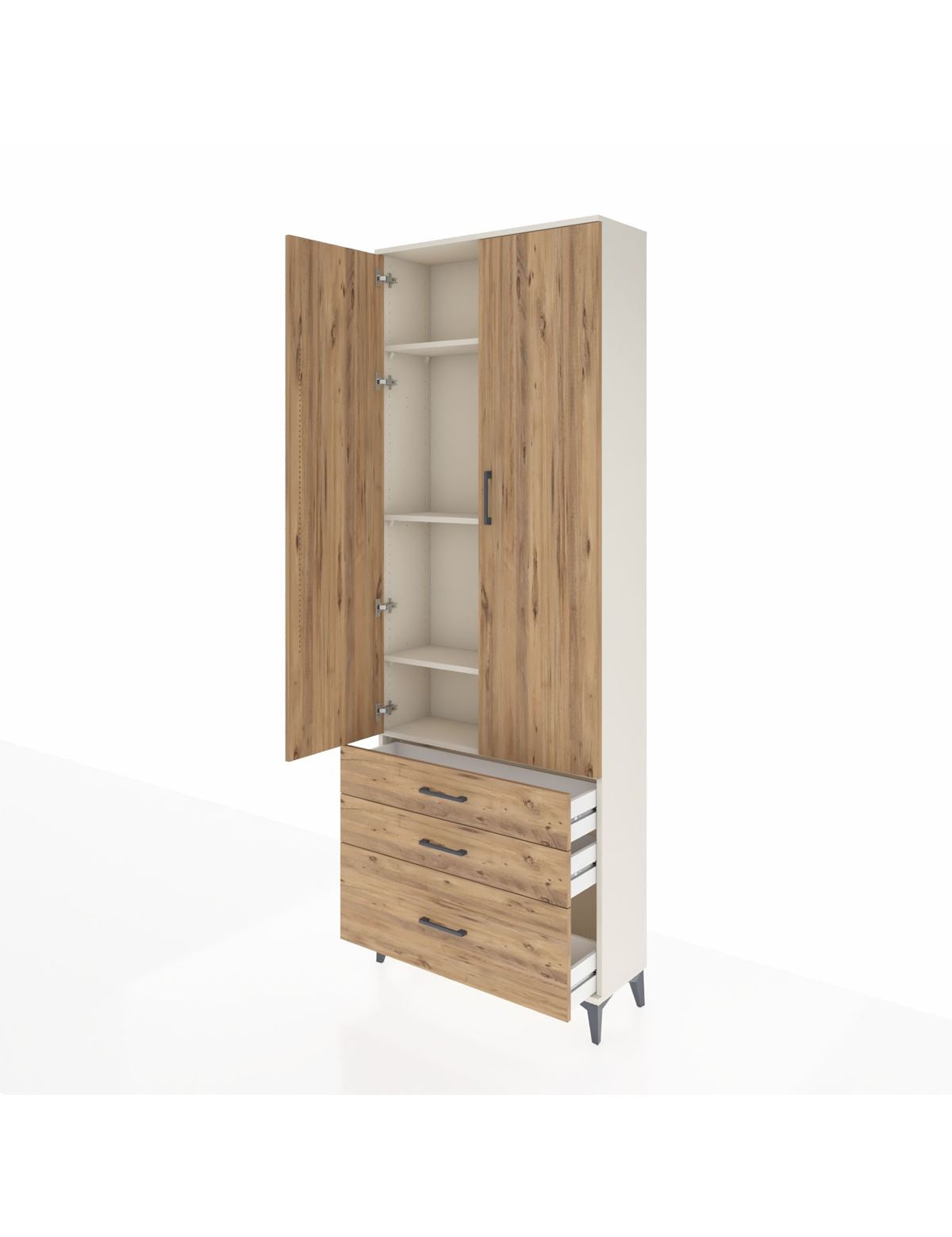 Arges Dolap 4 Raflı 3 Çekmeceli 2 Kapaklı 88x30x243 - S33M005V3A
