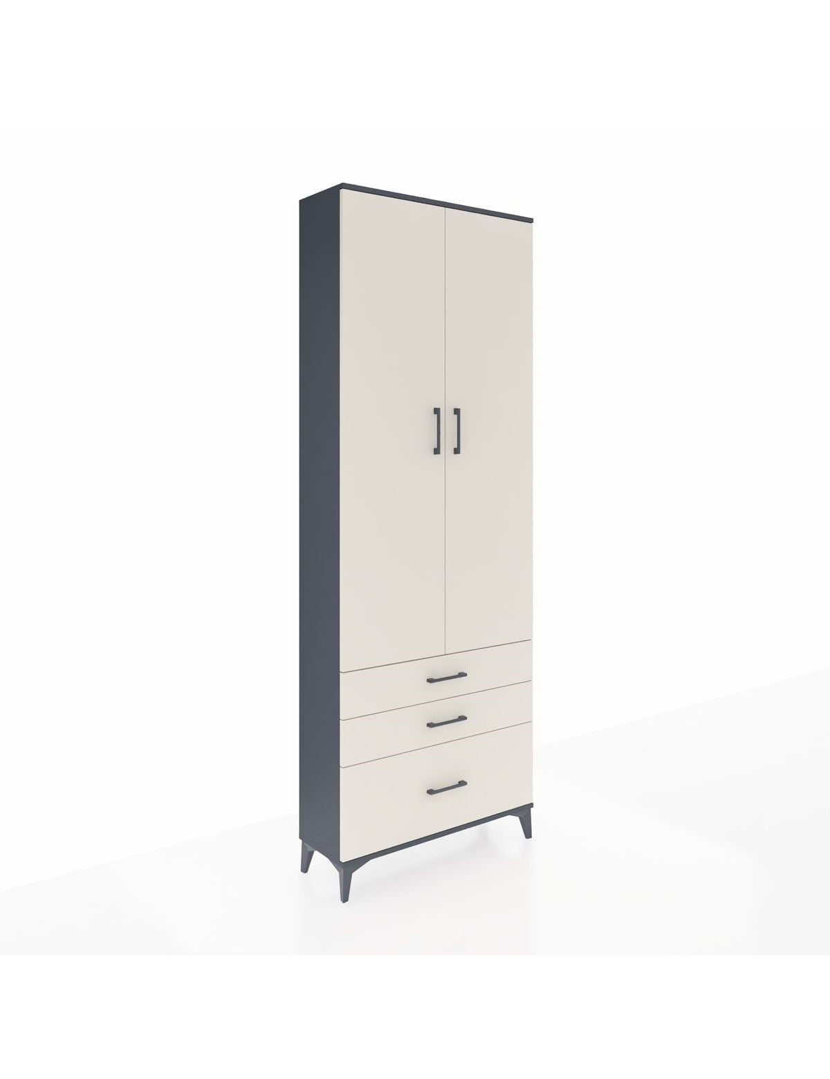 Arges Dolap 4 Raflı 3 Çekmeceli 2 Kapaklı 88x30x243 Antrasit-Aytaşı