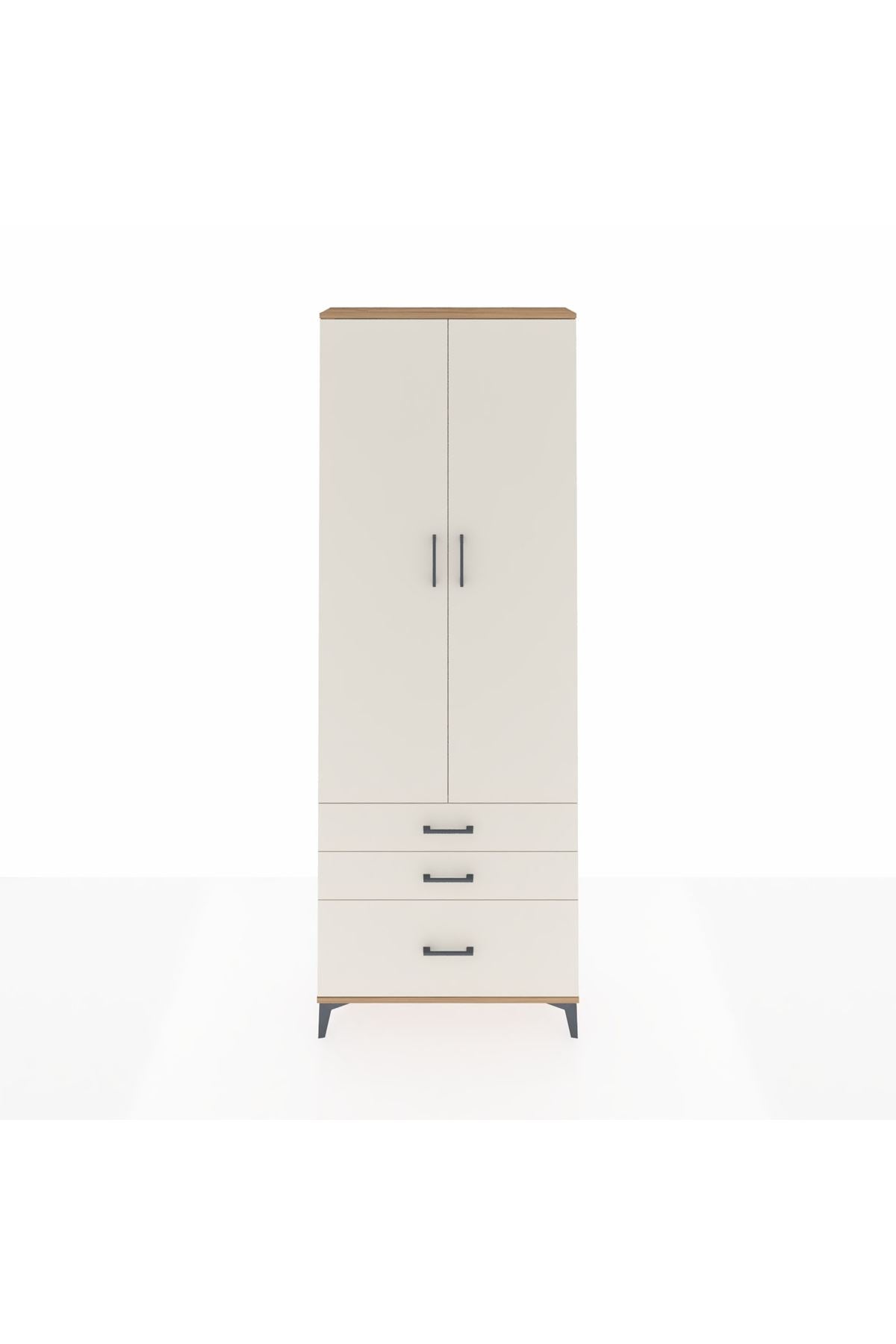 Arges Dolap 4 Raflı 3 Çekmeceli 2 Kapaklı 88x30x243 Çam-Aytaşı