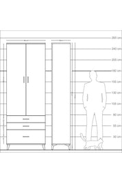 Arges Dolap 4 Raflı 3 Çekmeceli 2 Kapaklı 88x30x243 - S33M005V6A