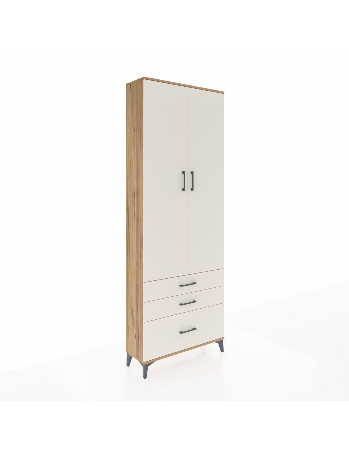 Arges Dolap 4 Raflı 3 Çekmeceli 2 Kapaklı 88x30x243 Çam-Aytaşı