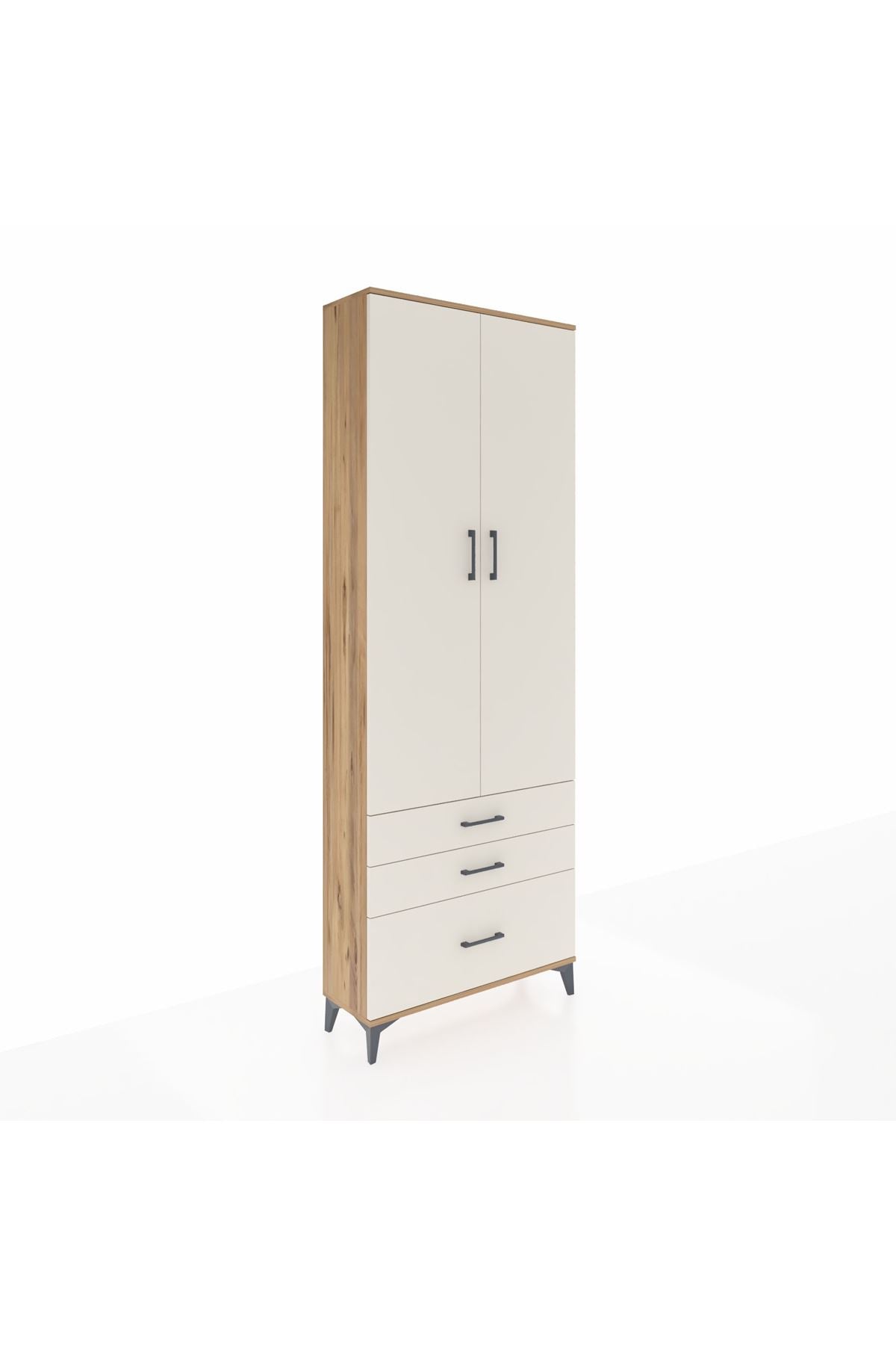 Arges Dolap 4 Raflı 3 Çekmeceli 2 Kapaklı 88x30x243 Çam-Aytaşı