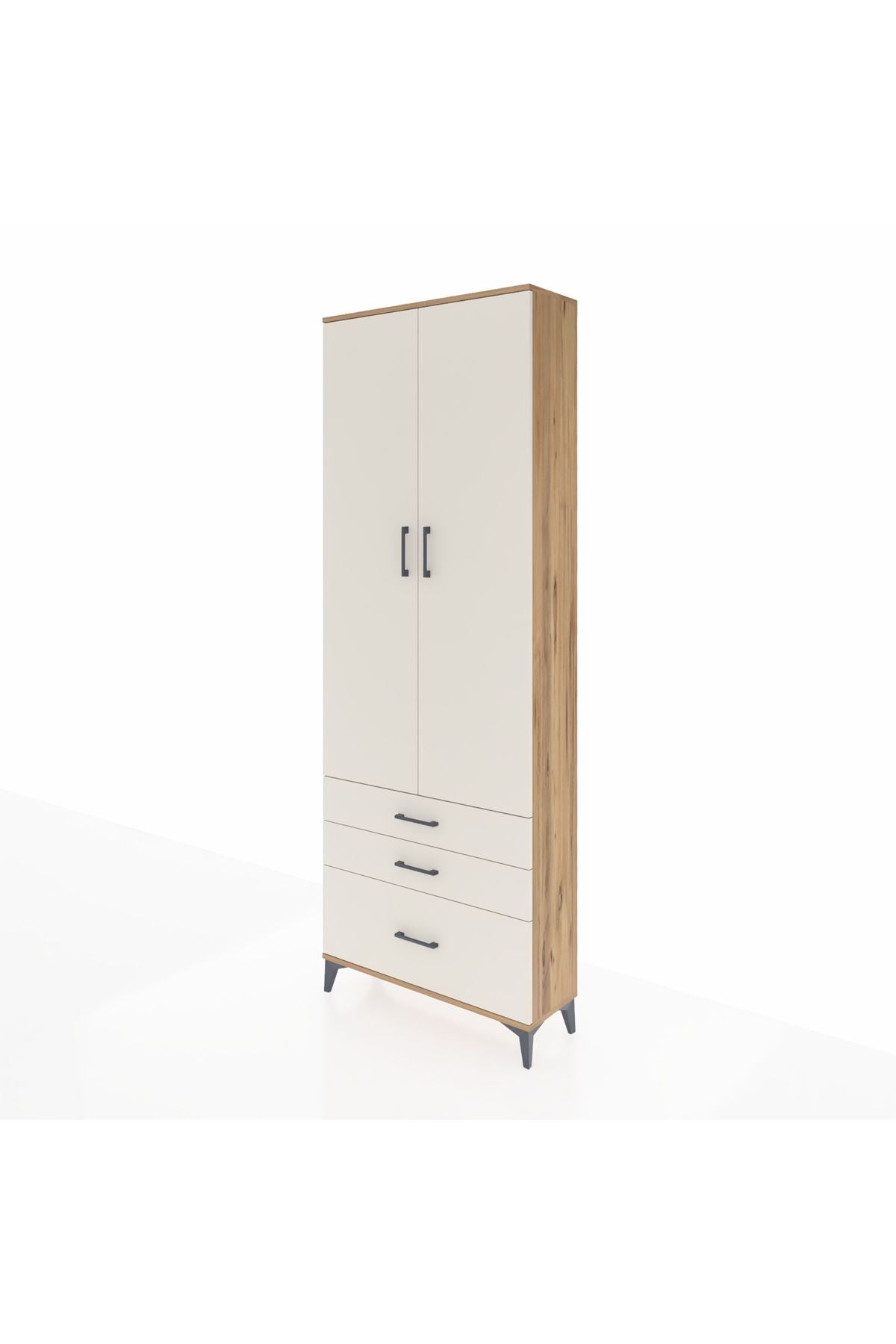 Arges Dolap 4 Raflı 3 Çekmeceli 2 Kapaklı 88x30x243 Çam-Aytaşı