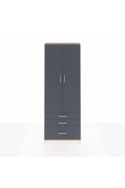 Arges Dolap 4 Raflı 3 Çekmeceli 2 Kapaklı 88x30x243 Çam-Antrasit