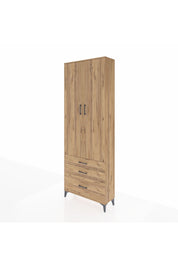 Arges Dolap 4 Raflı 3 Çekmeceli 2 Kapaklı 88x30x243 Çam-Çam