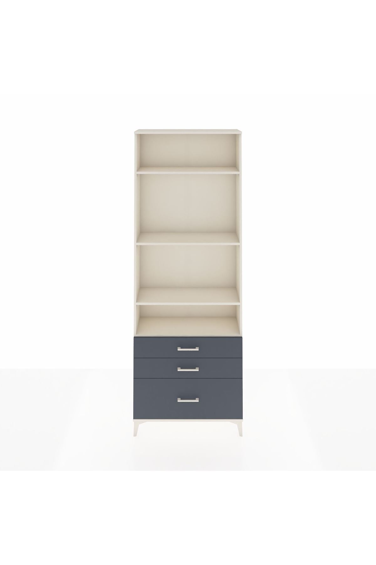 Arges Dolap 4 Raflı 3 Çekmeceli 88x30x243 Aytaşı-Antrasit