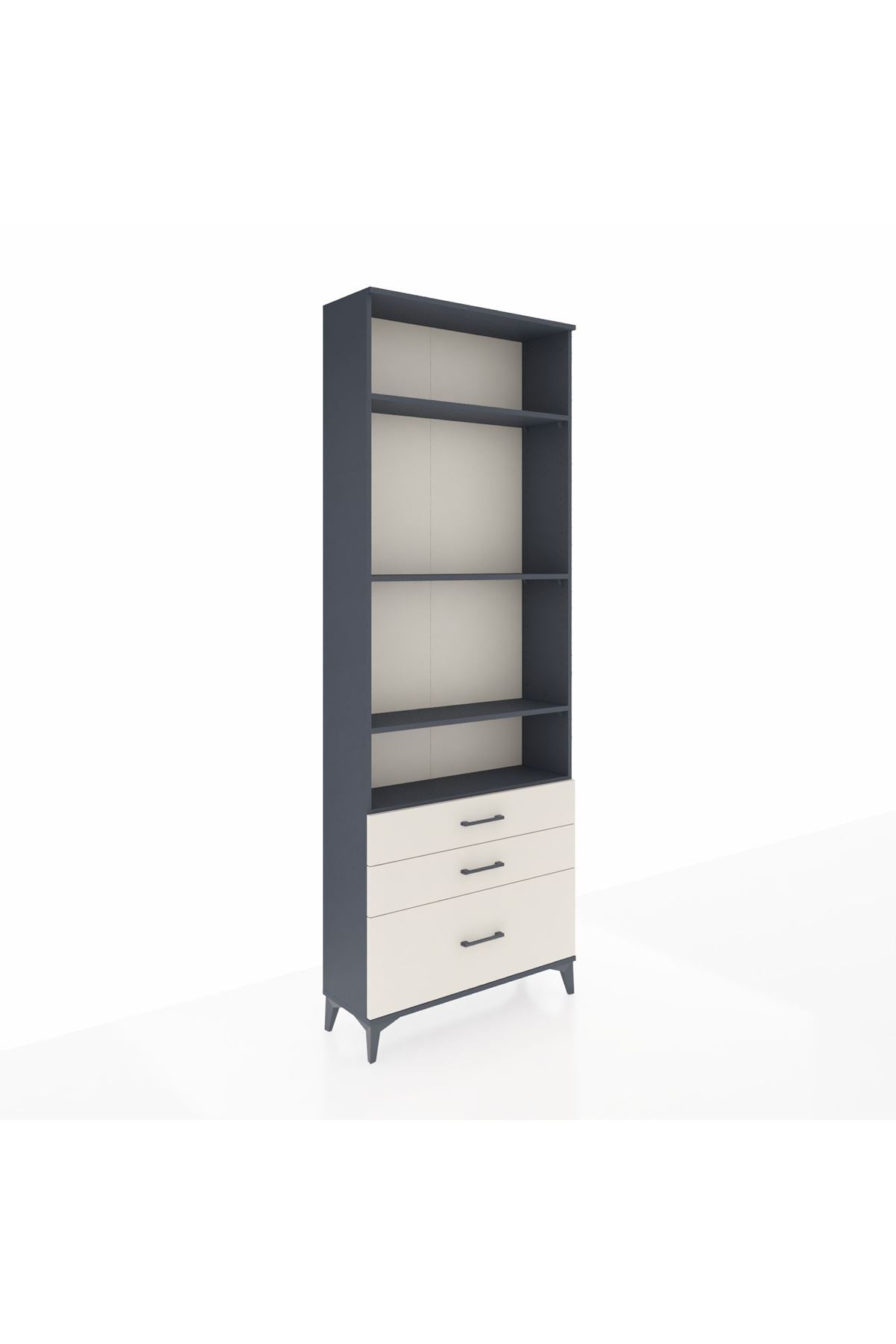 Arges Dolap 4 Raflı 3 Çekmeceli 88x30x243 Antrasit-Aytaşı