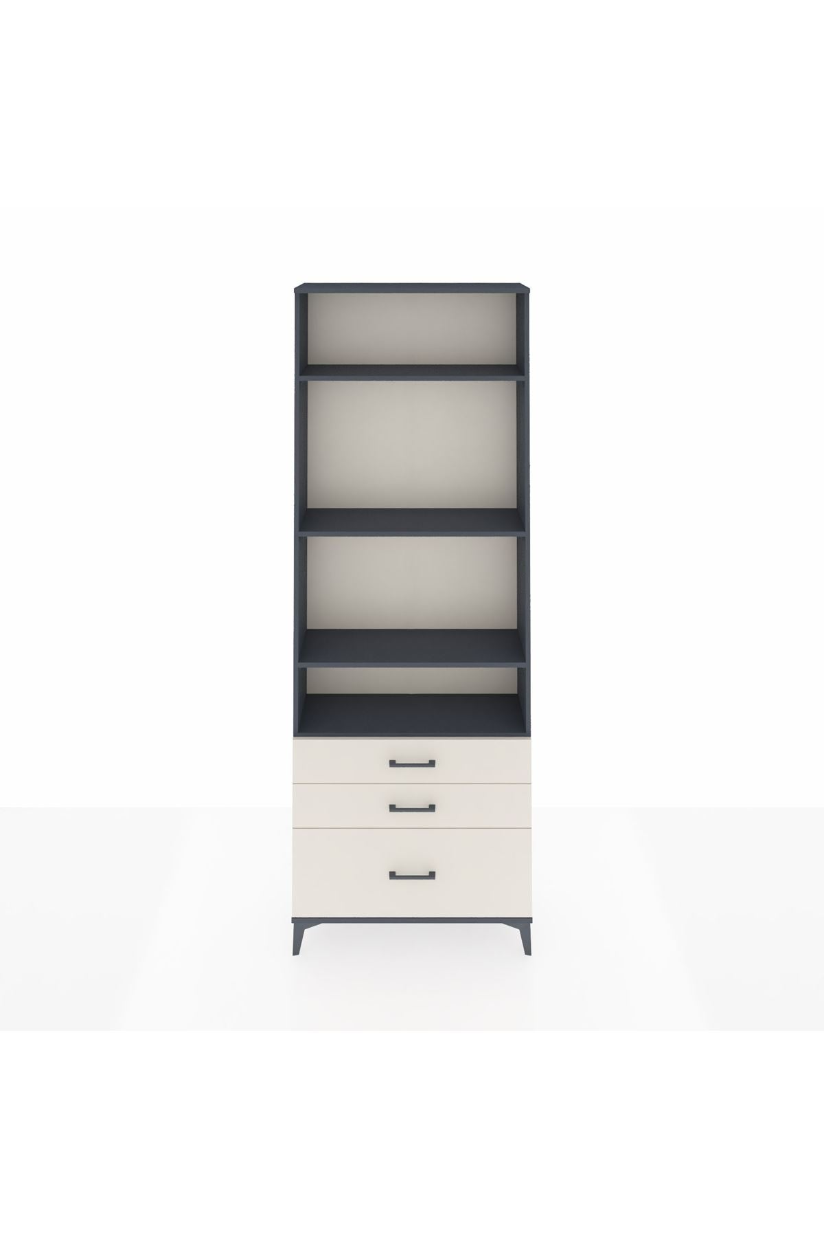 Arges Dolap 4 Raflı 3 Çekmeceli 88x30x243 Antrasit-Aytaşı