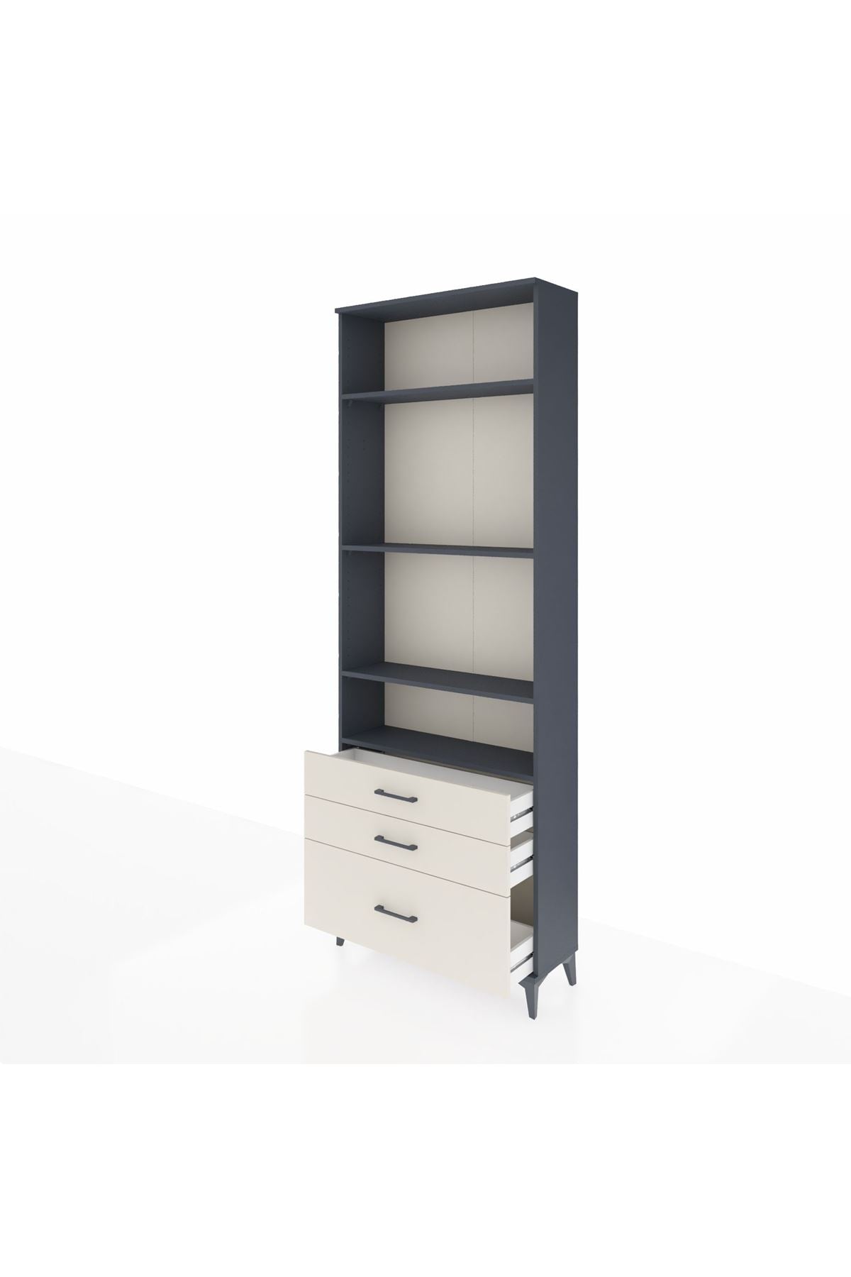 Arges Dolap 4 Raflı 3 Çekmeceli 88x30x243 Antrasit-Aytaşı