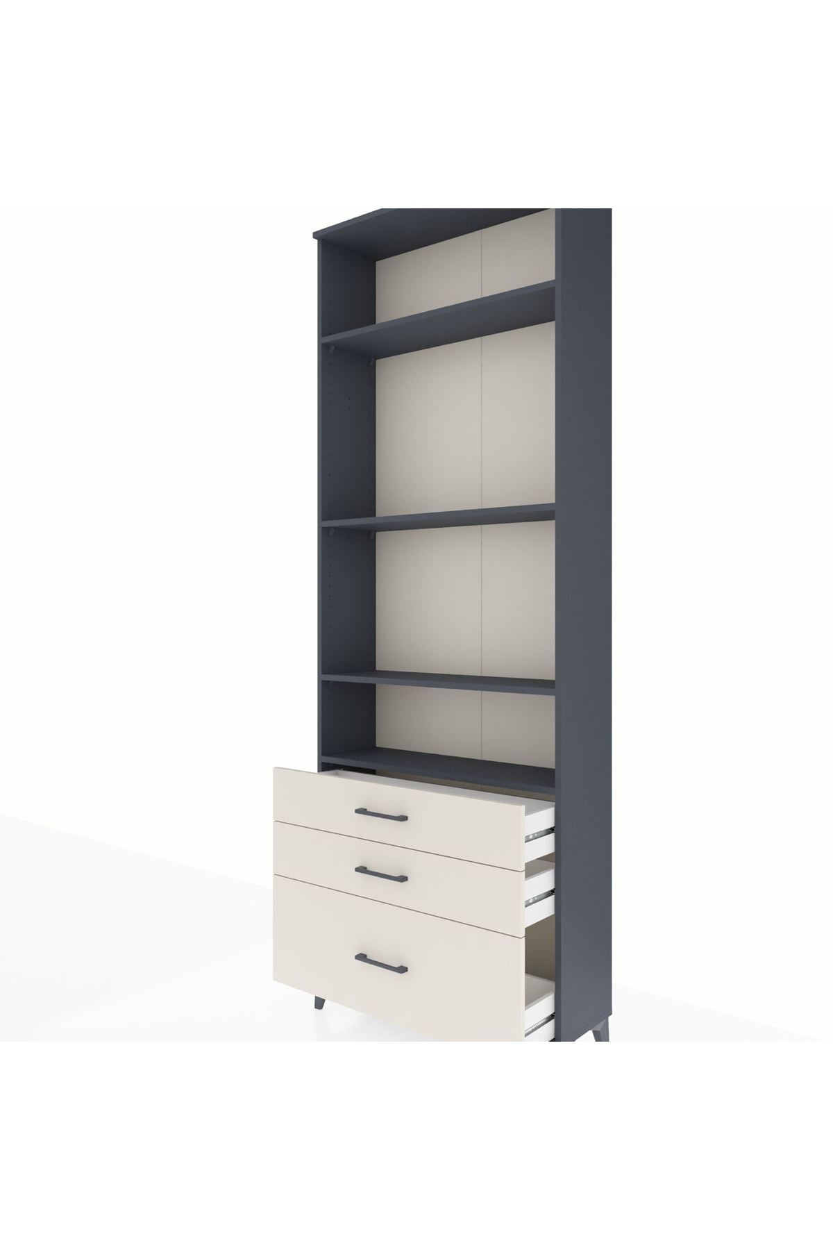 Arges Dolap 4 Raflı 3 Çekmeceli 88x30x243 Antrasit-Aytaşı