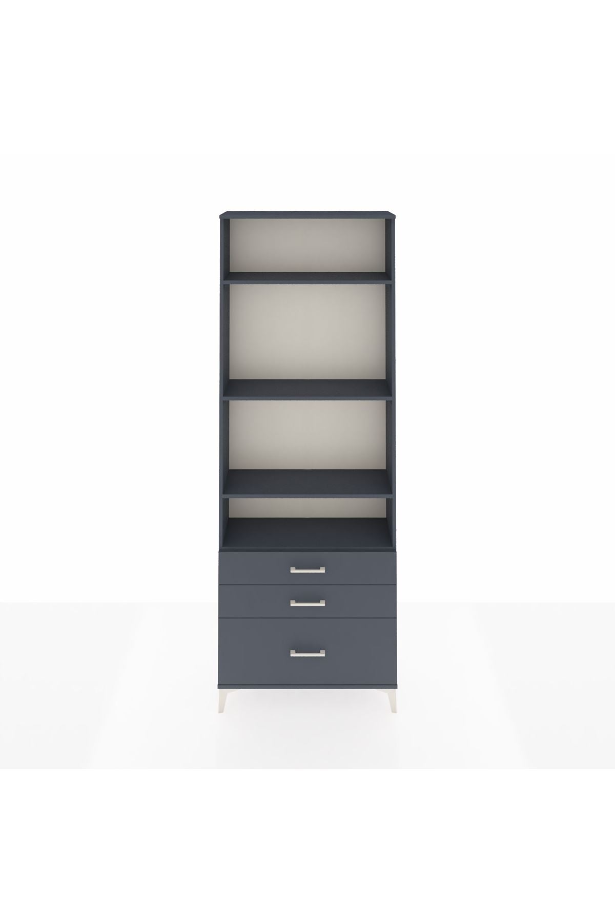 Arges Dolap 4 Raflı 3 Çekmeceli 88x30x243 Antrasit-Antrasit