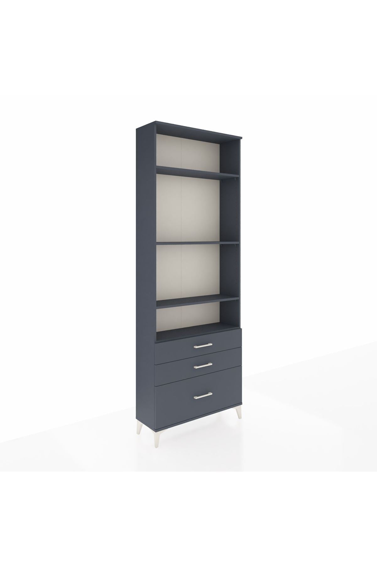 Arges Dolap 4 Raflı 3 Çekmeceli 88x30x243 Antrasit-Antrasit